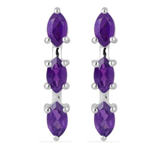 BUY AFRICAN AMETHYST GEMSTONE EARRINGS IN STERLING SILVER